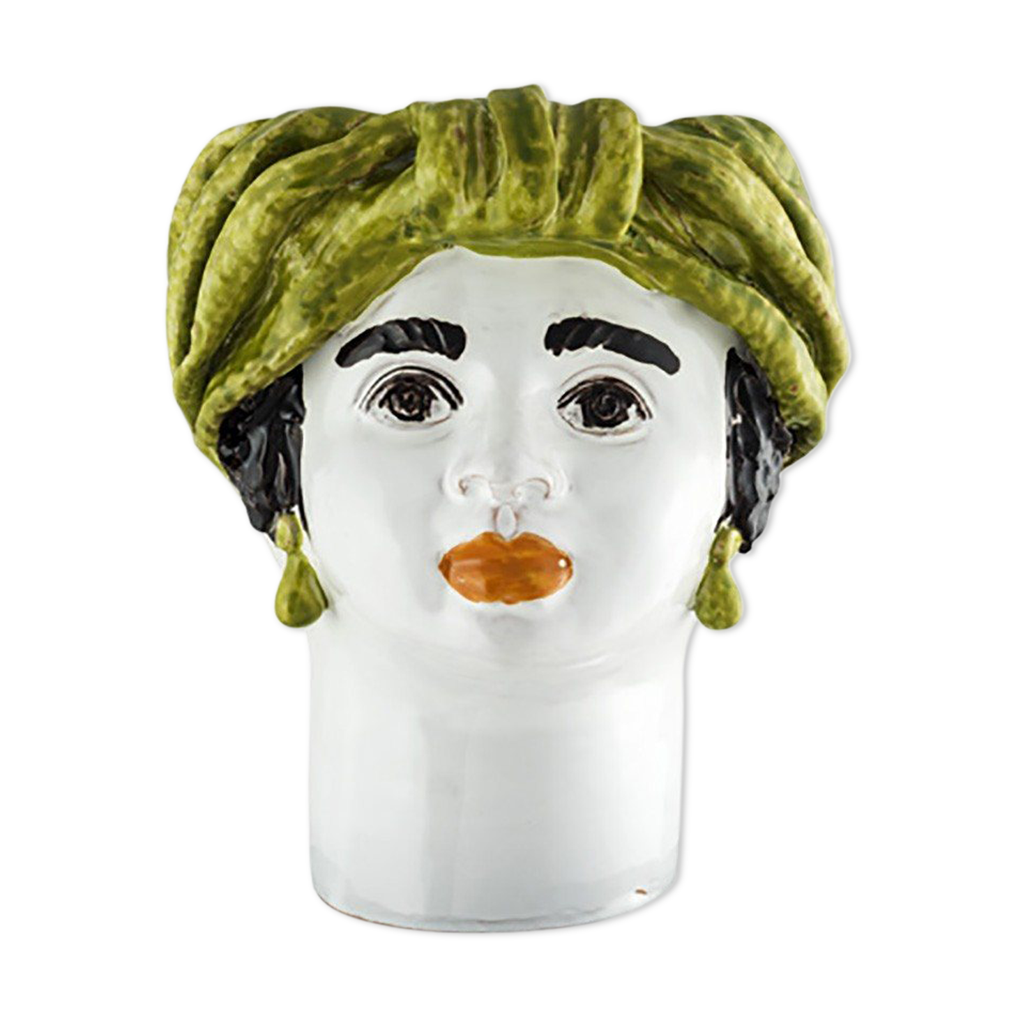 Medium-green woman head vase