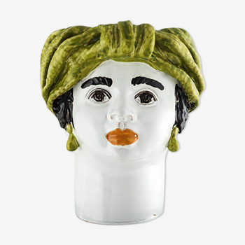 Medium-green woman head vase