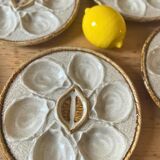 Set of 6 beige oyster plates