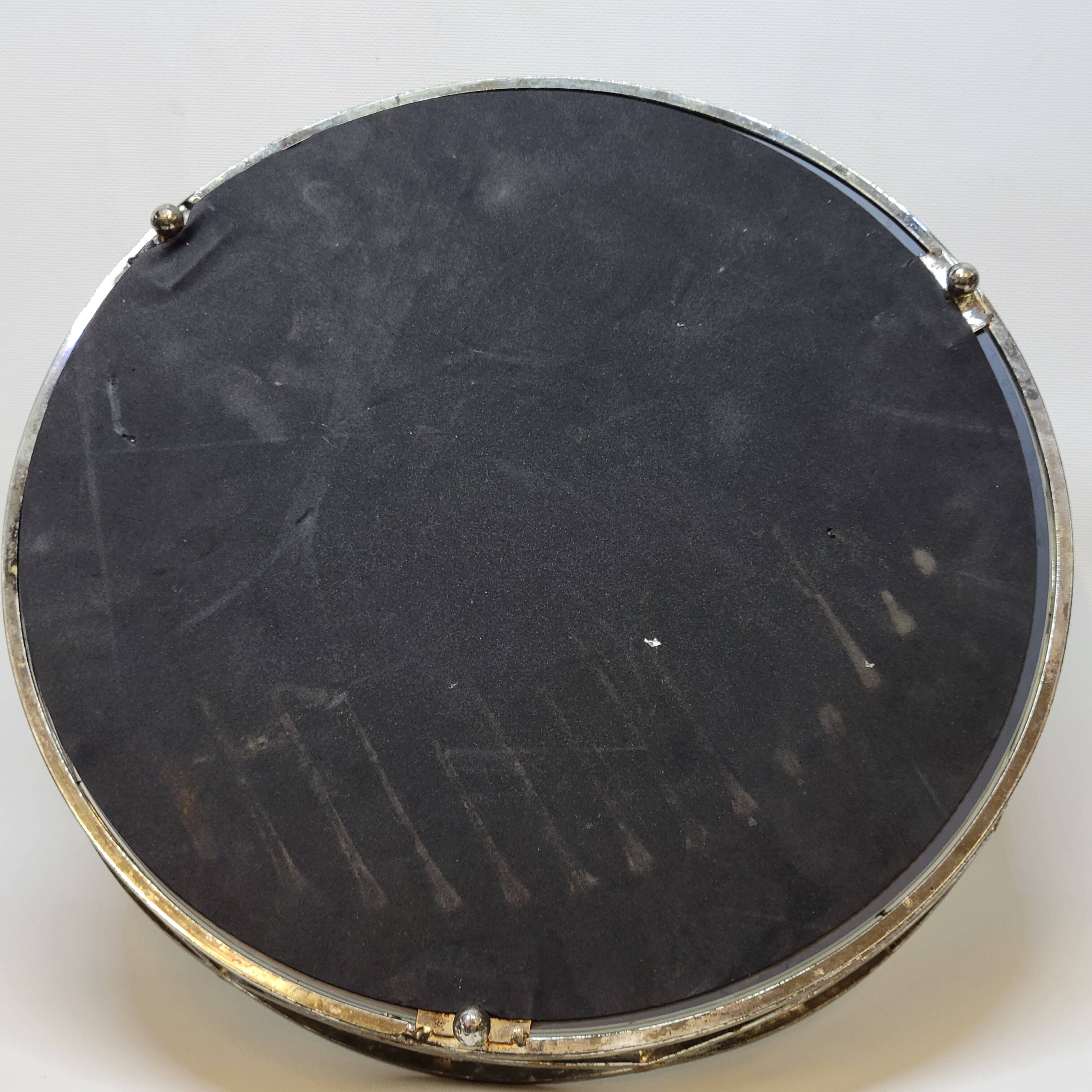 Round Tray In Silver Metal And Mirror