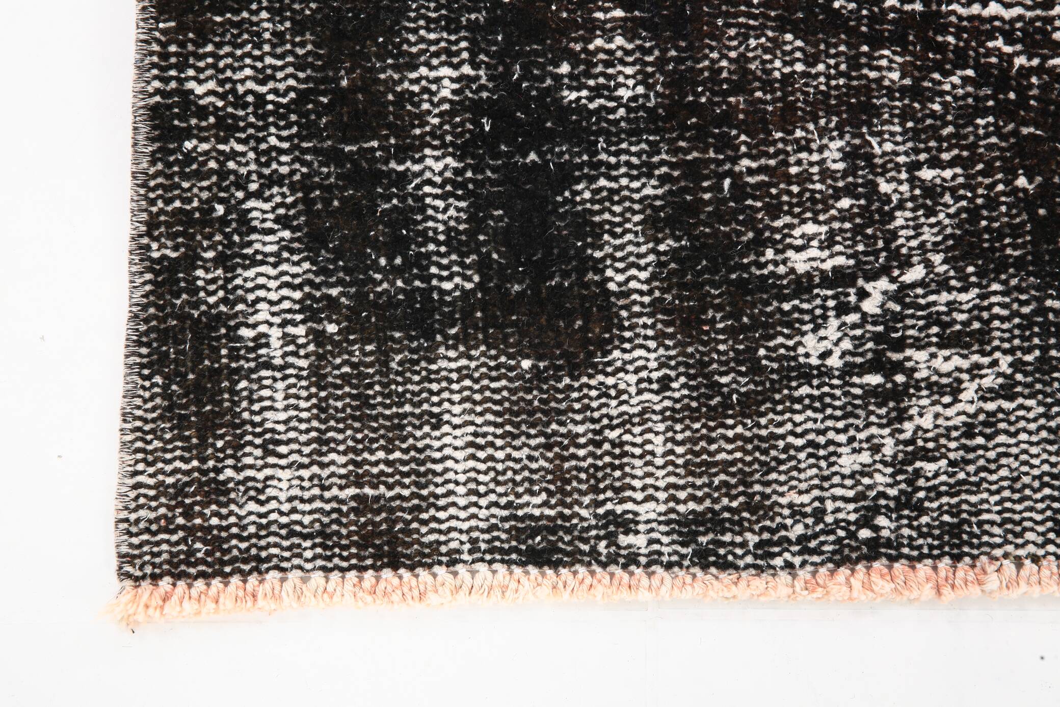 3x9 Shabby Chic Black Gray Turkish Runner Rug, 90x277Cm