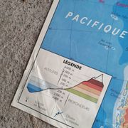Vintage school map mdi Oceania - South America.