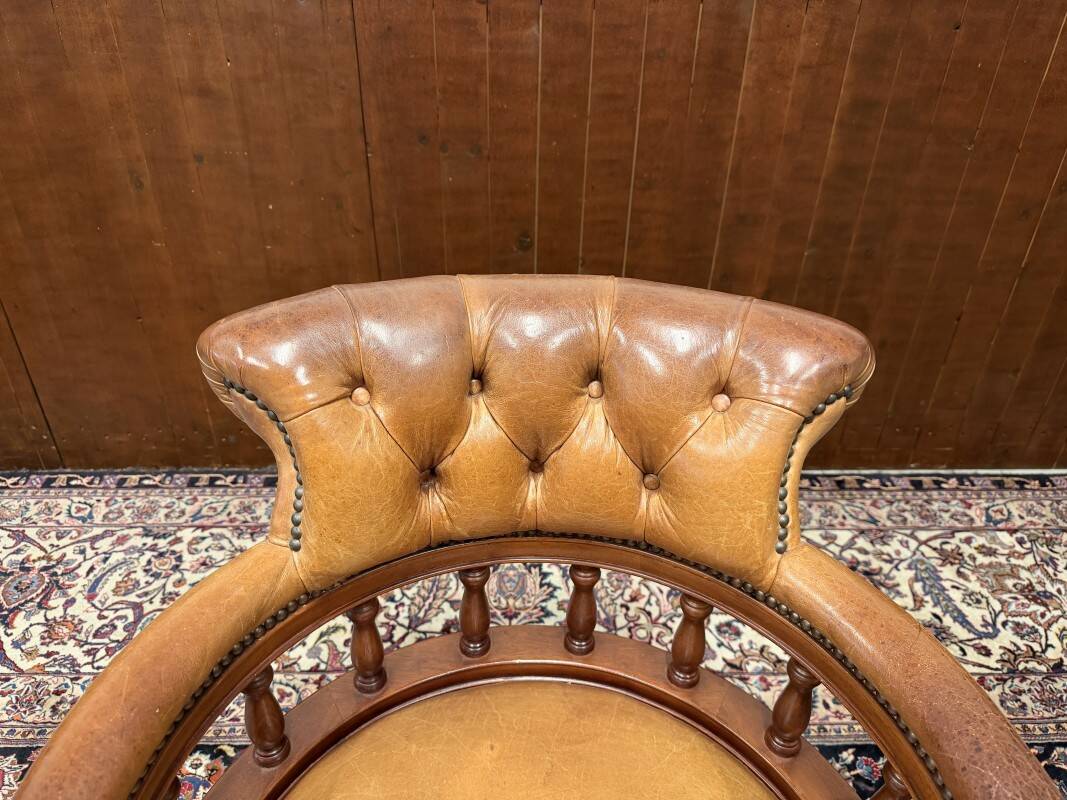English Chesterfield Desk Chair Cognac