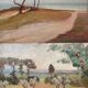 Painting bifacial view orientalist and mediterranean landscape signed mid-XX°