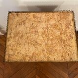 Bedside table of the 18th Louis XV period in marquetry and marble