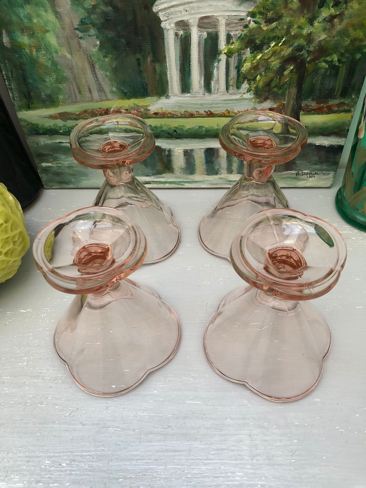 Set of 4 large ice cream bowls color rosaline vintage Italy