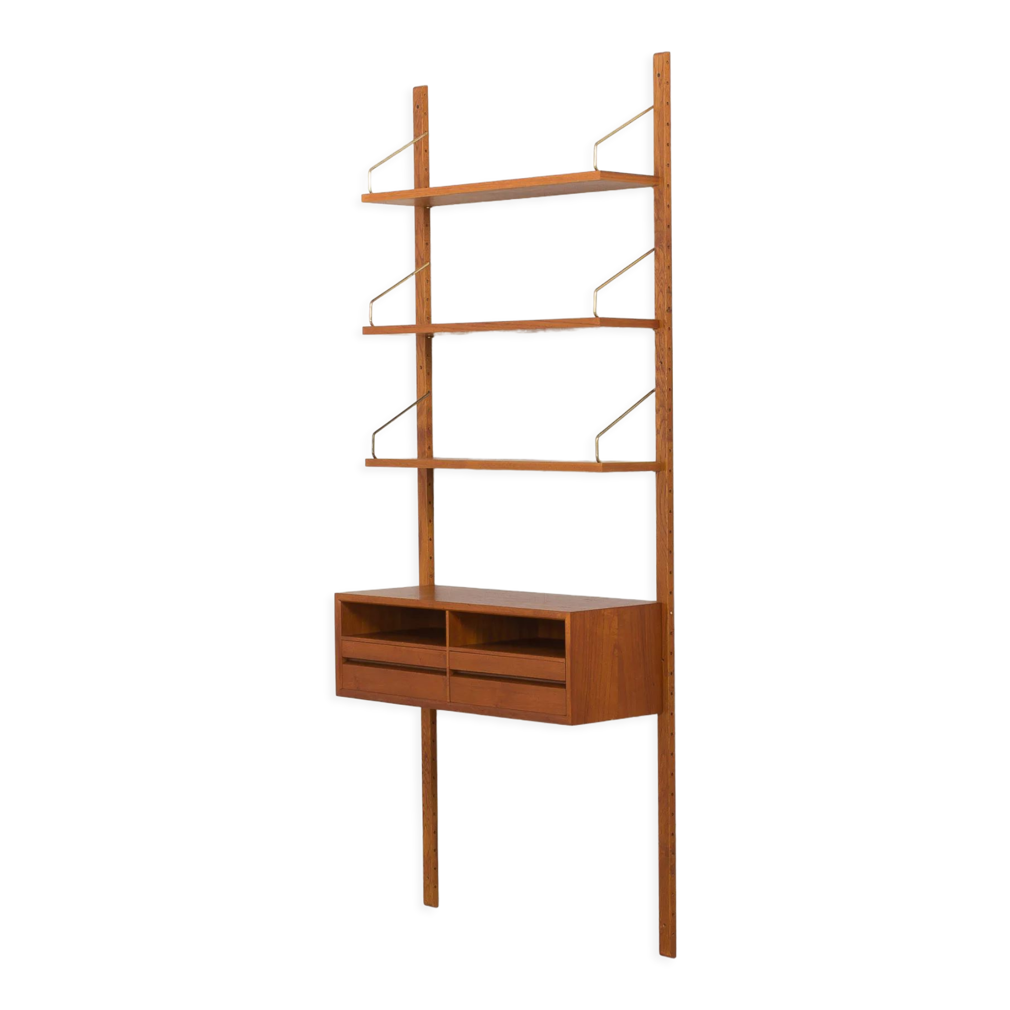 Vintage Poul Cadovius teak entry wall unit bookcase with a console for CADO Denmark, 1960s