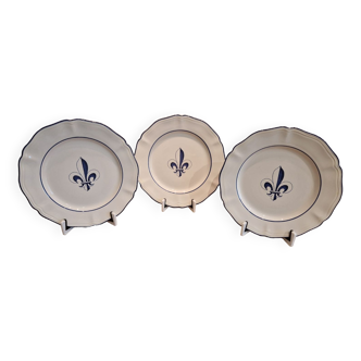 Set of 3 earthenware plates Lunéville KG france