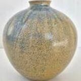 Vintage ceramic stoneware vase 1950 signed gv art deco height 23 cm diameter 22 cm