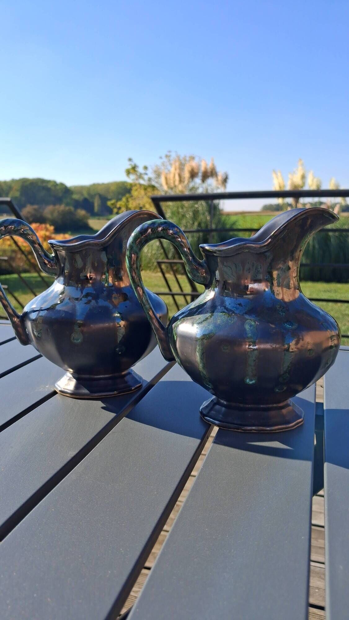 Pair of Art Deco pitchers • Thulin Faience (Belgium)