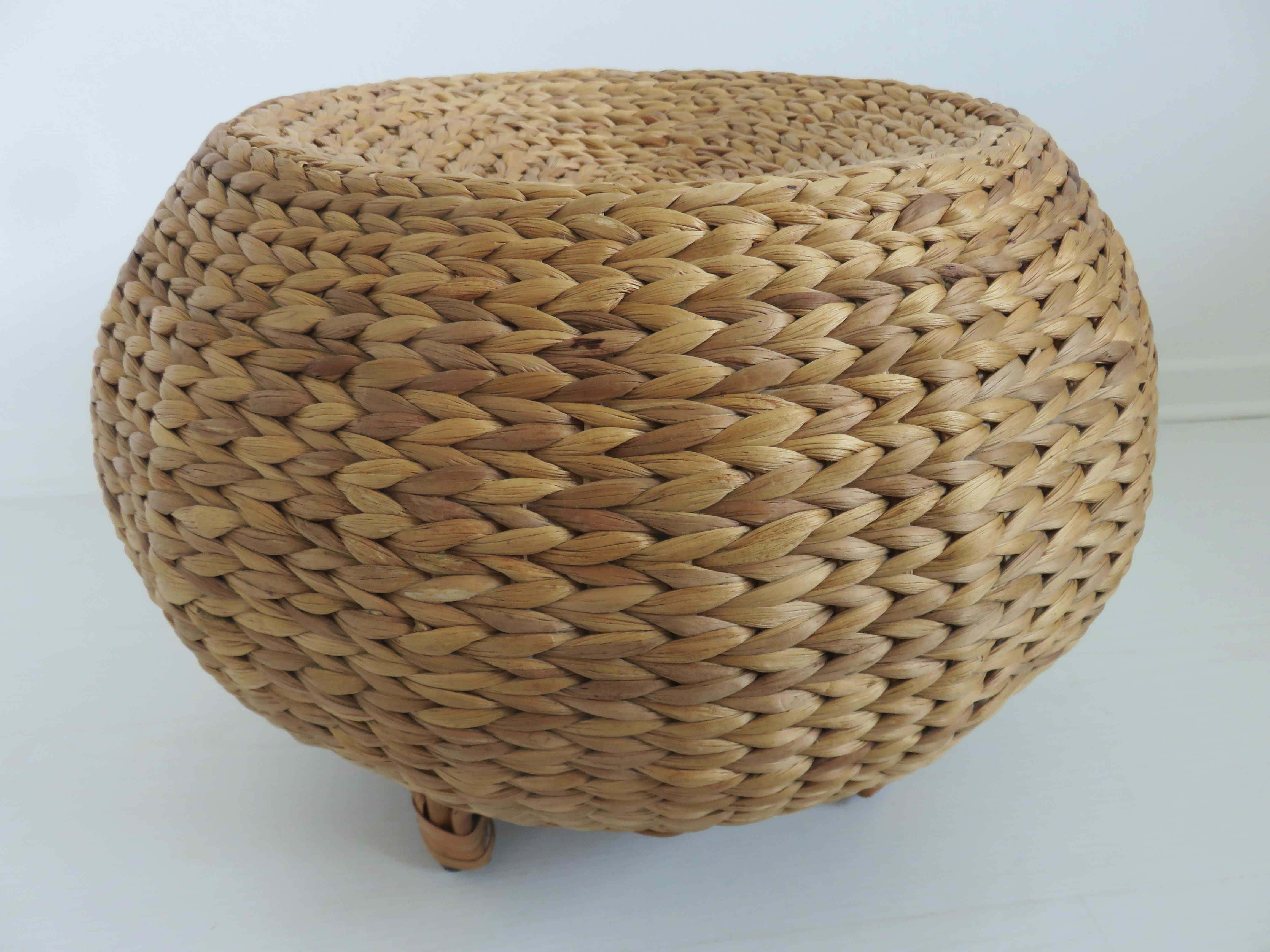 Tabouret en jonc et bambou 1970 1980
