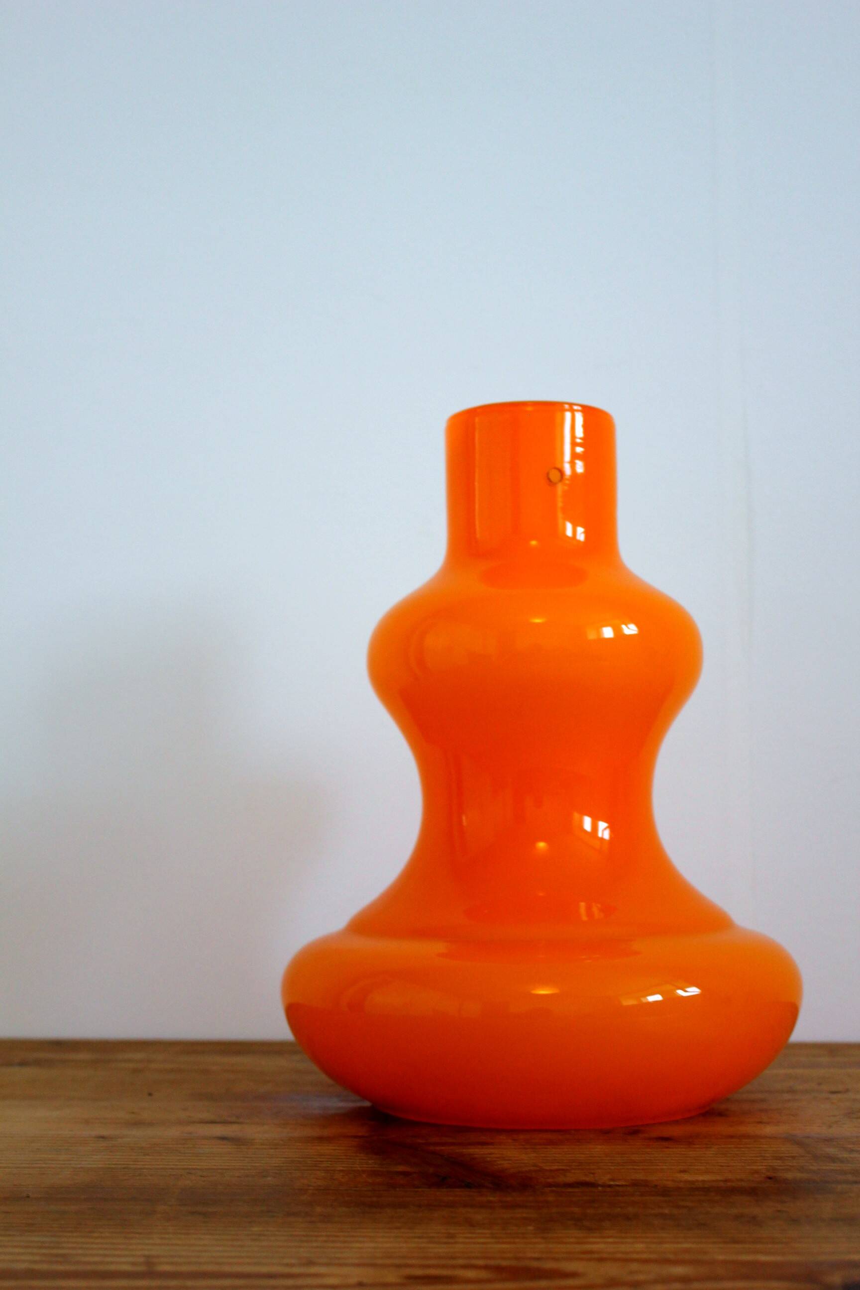 Vintage space age opaline orange pendant light 70s