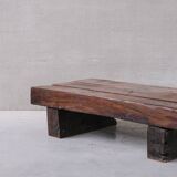 Brutalist Wooden 'Sleeper' Mid-Century Dutch Coffee Table