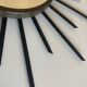 Sun mirror 1960 in patinated brass and black rays 50cm