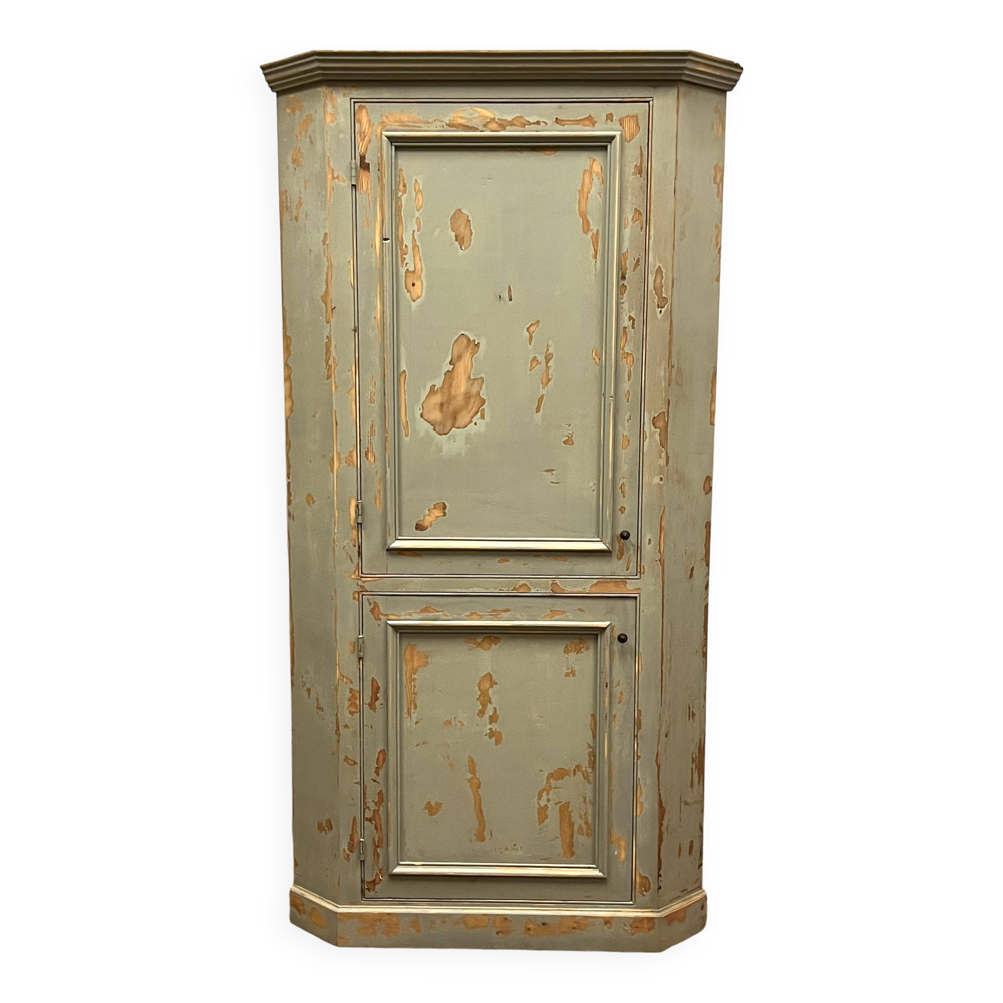 Patinated corner cupboard