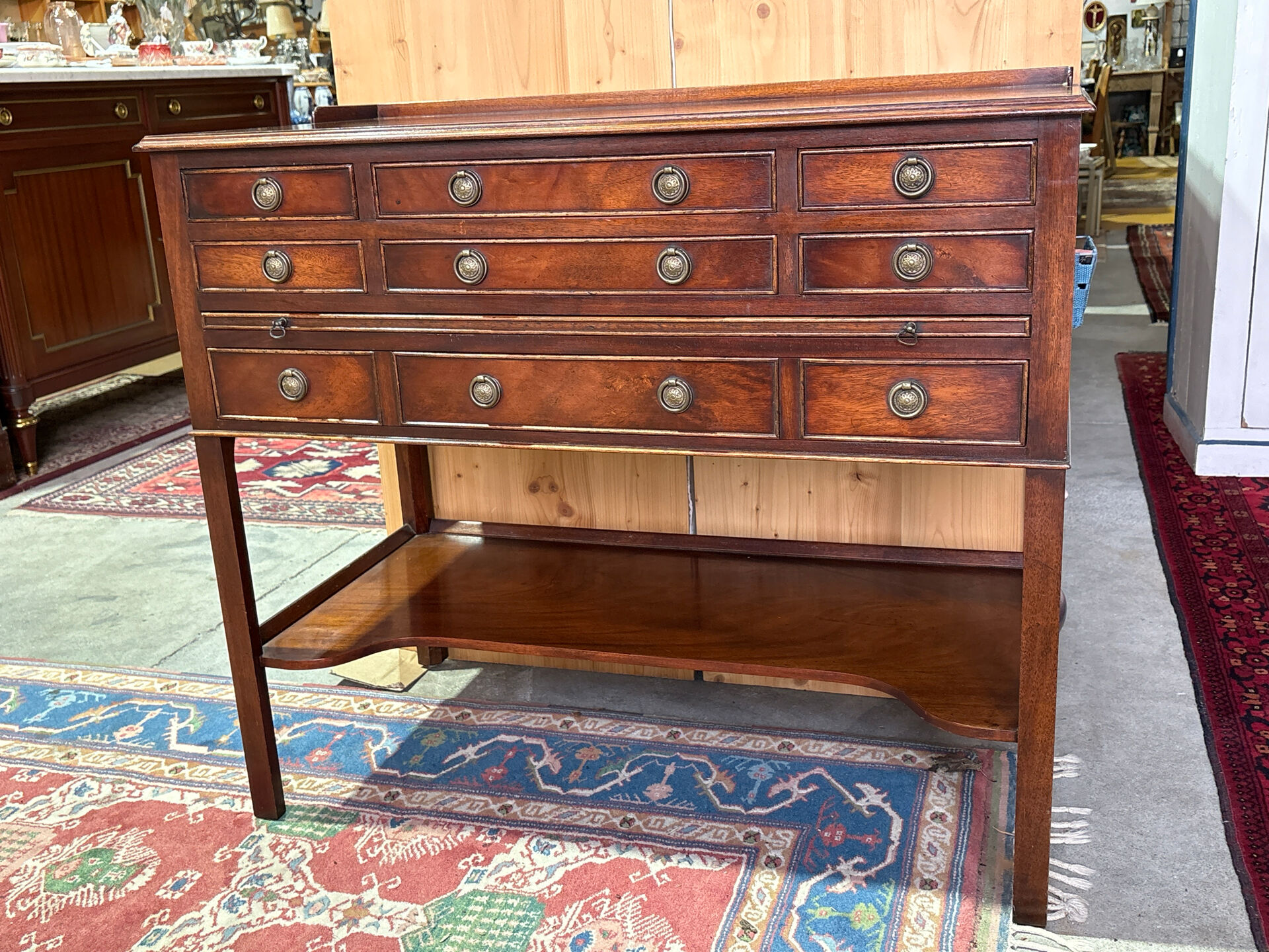 English mahogany sideboard with numerous drawers – sliding top