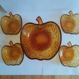 Service à dessert en forme de pomme saladier et 4 coupelles