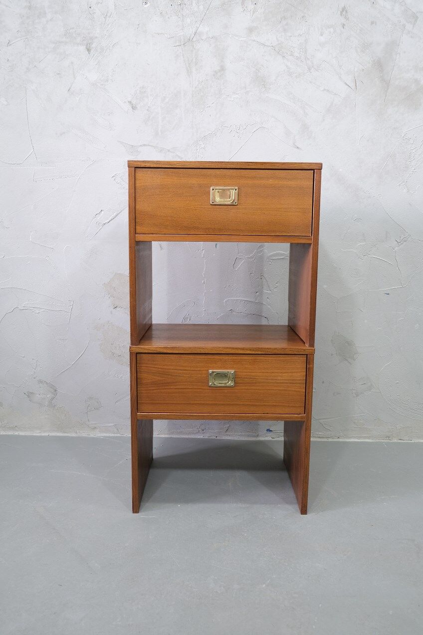 A pair of Scandinavian minimalist teak nightstand tables , 1960s