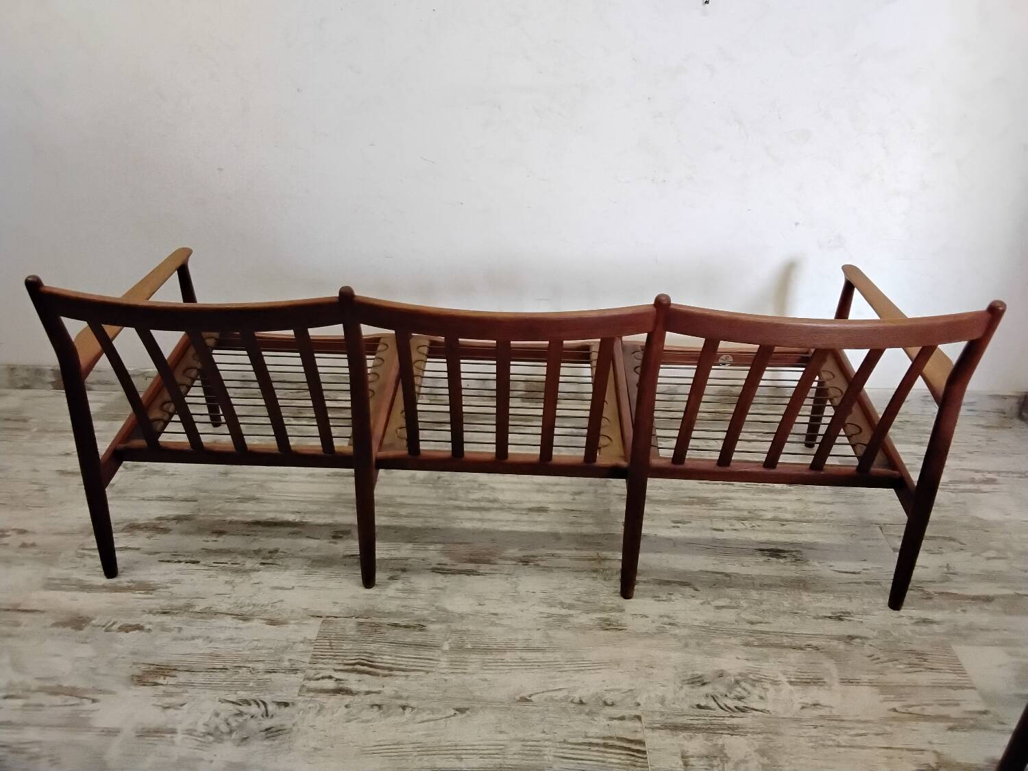 Vintage Scandinavian bench and armchairs for Glostrup 1960