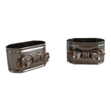 2 silver metal towel rings