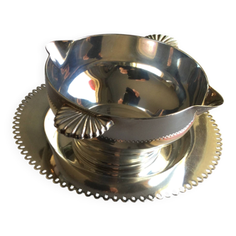 silver-plated metal sauce boat