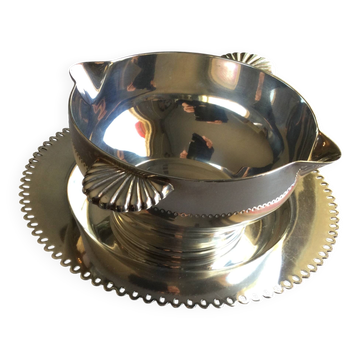silver-plated metal sauce boat