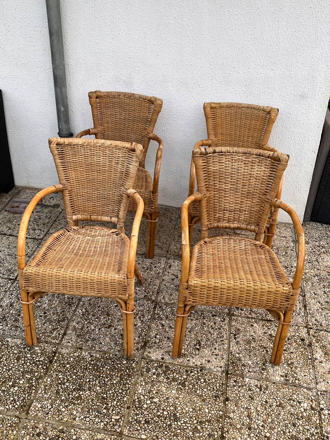 Set of 4 bamboo chairs