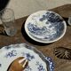 Small deep Gien earthenware plate with blue landscape motif D21.5