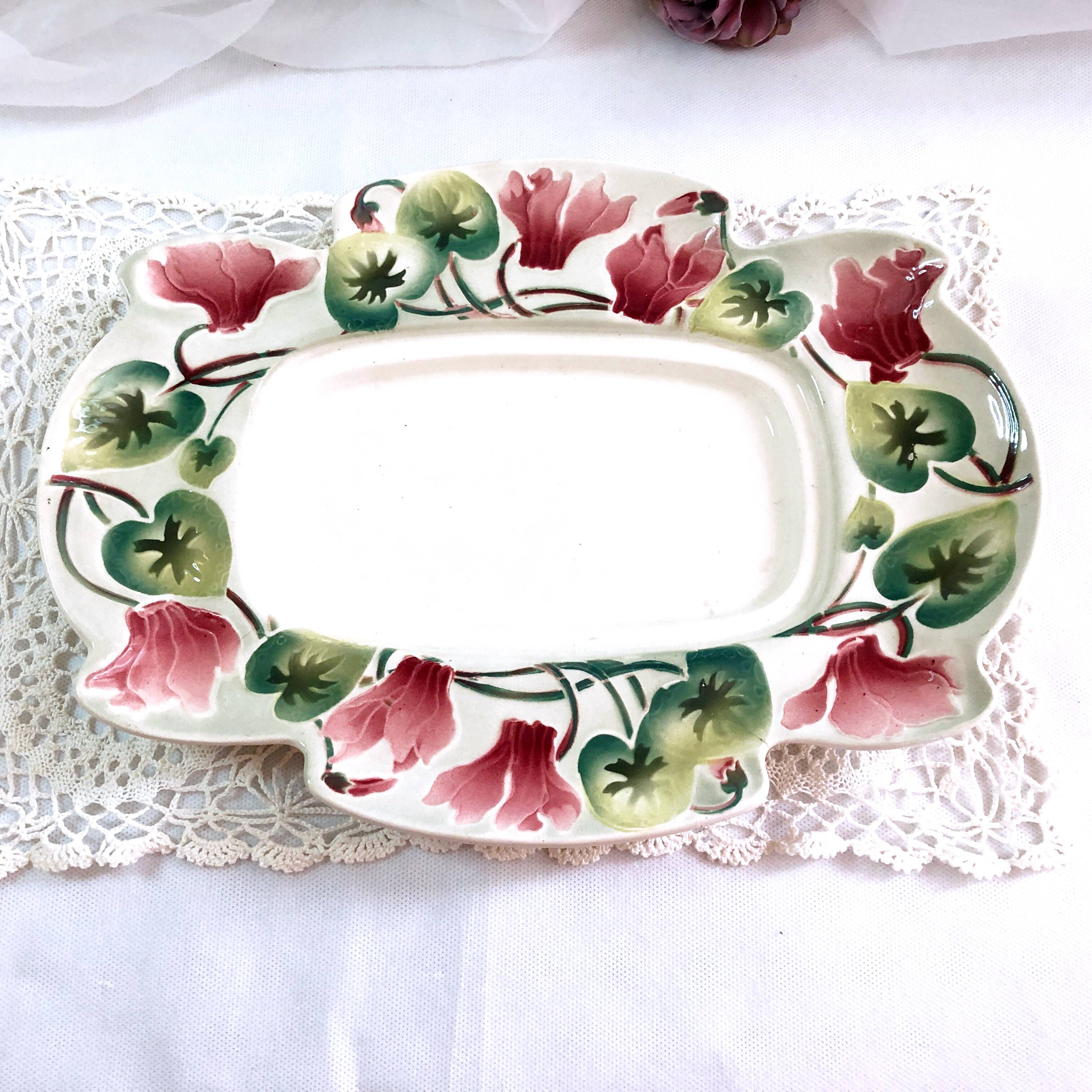 Large earthenware hollow dish KG Saint Clément France 36 cm