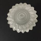 Art deco globe in white frosted glass with elaborate patterns