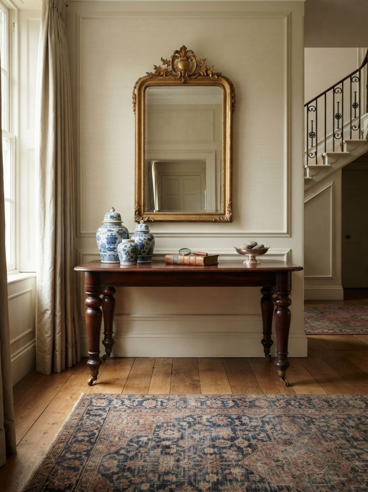 Solid mahogany console table
