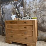 Chest of drawers raw wood and linen