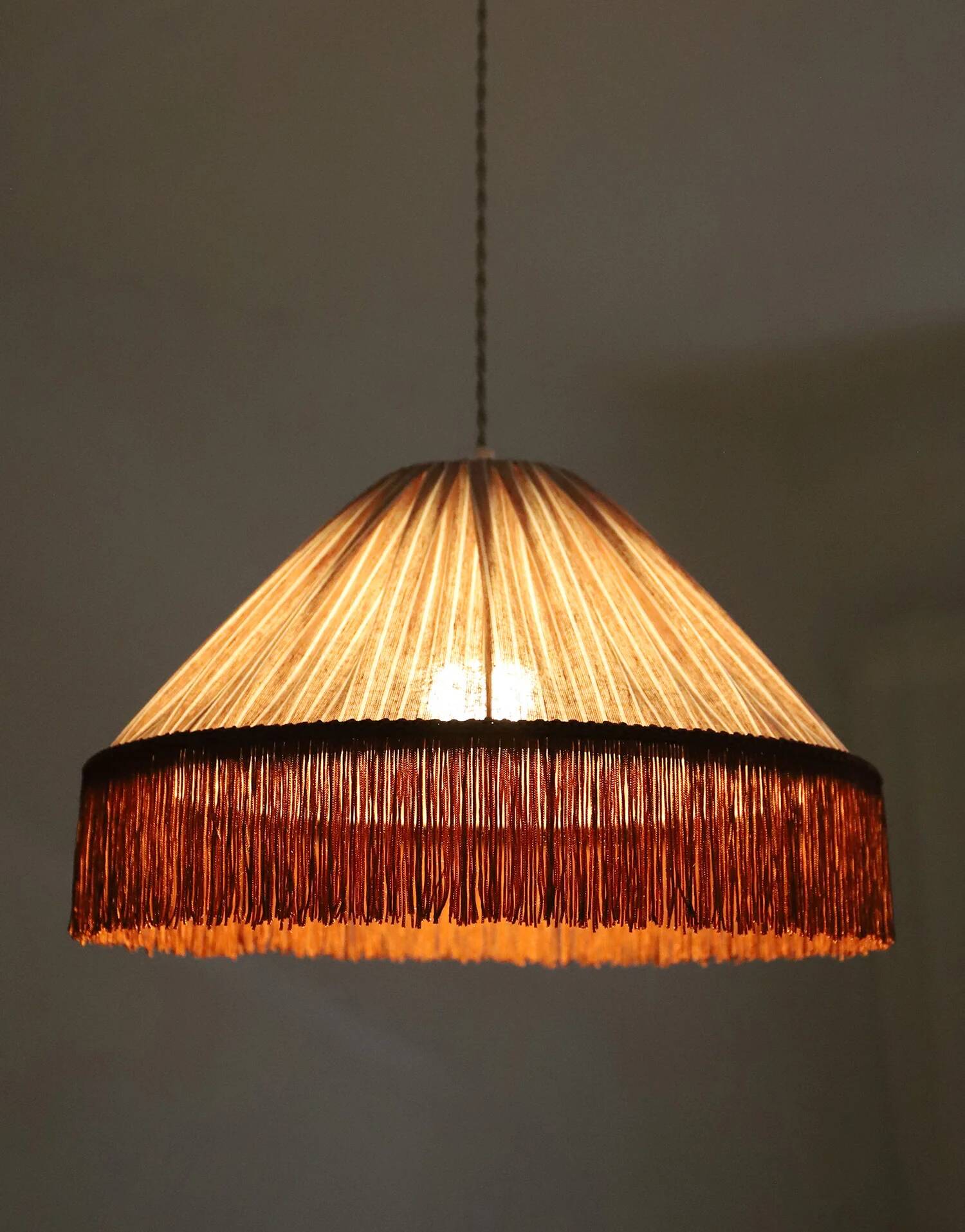 Beautiful suspension — earth stripes, bohemian fringes
