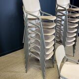 Set of 17 Eromes school chairs light wood gray steel Netherlands 80s