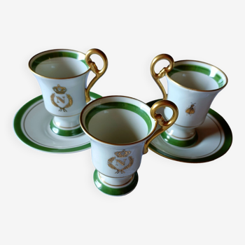 Tasses à café napoléon réhaussées or main