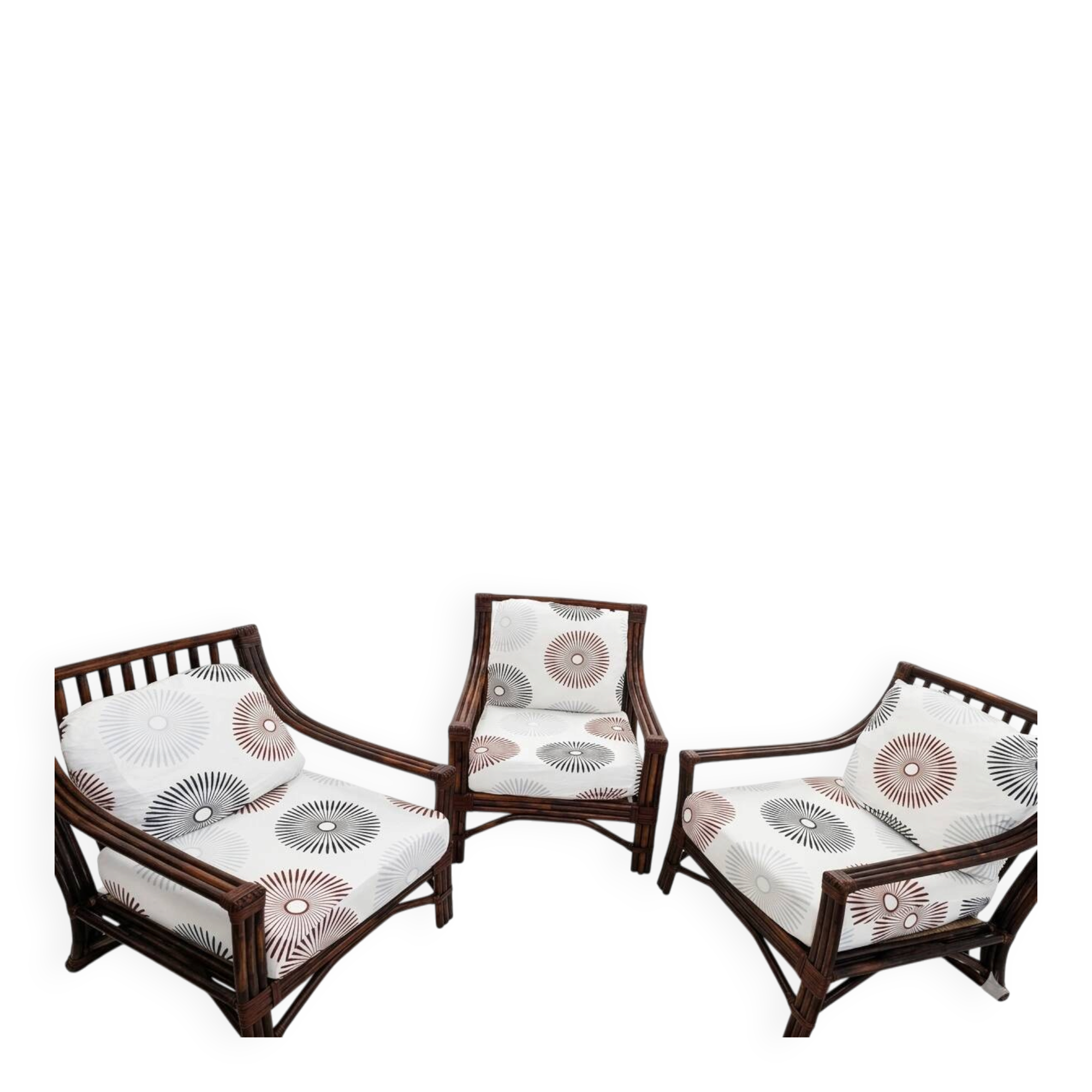 3 fauteuils Maugrion en rotin