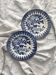 2 ironstone dessert plates with a Japanese-inspired blue design