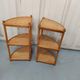 Pair corner shelves bamboo and braided rattan angle bedside tables shelf