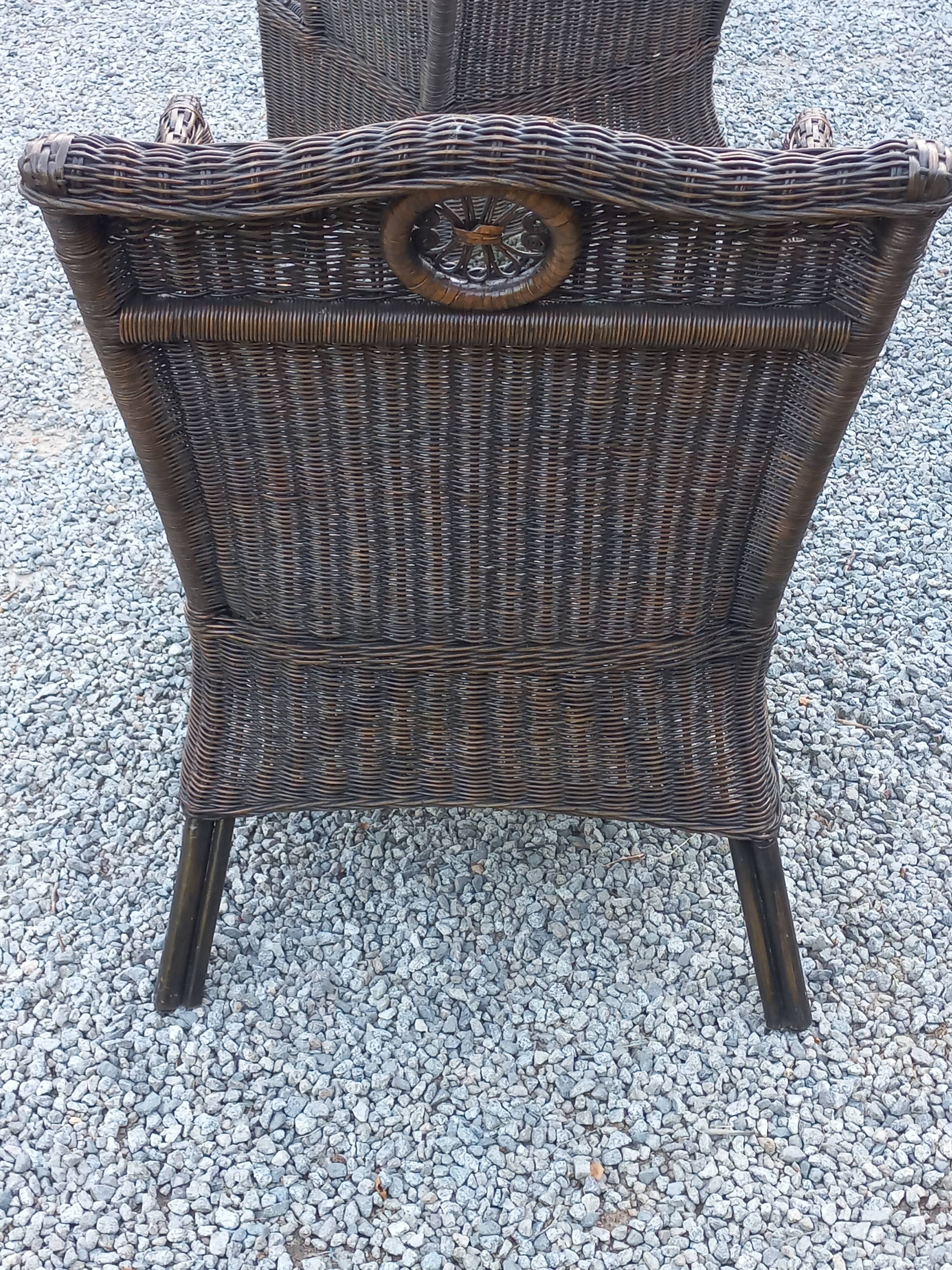 Set de 3 fauteuils en rotin des années 70
