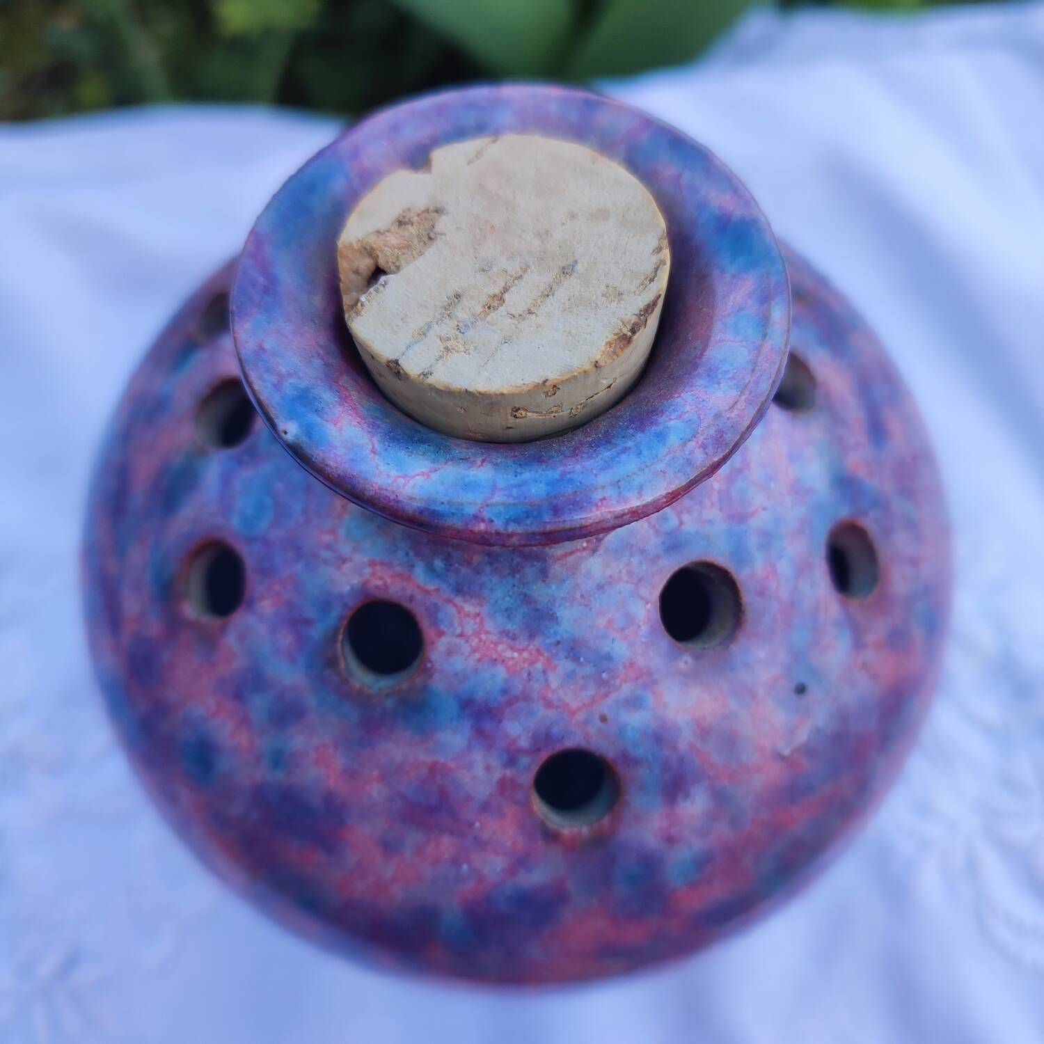 Vase flower spike ceramic golden pink purple