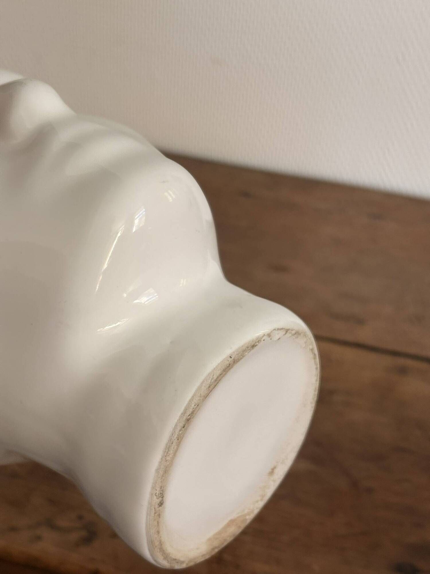 White Ceramic Vase Pot Male Head Minimalist Face Vintage Design