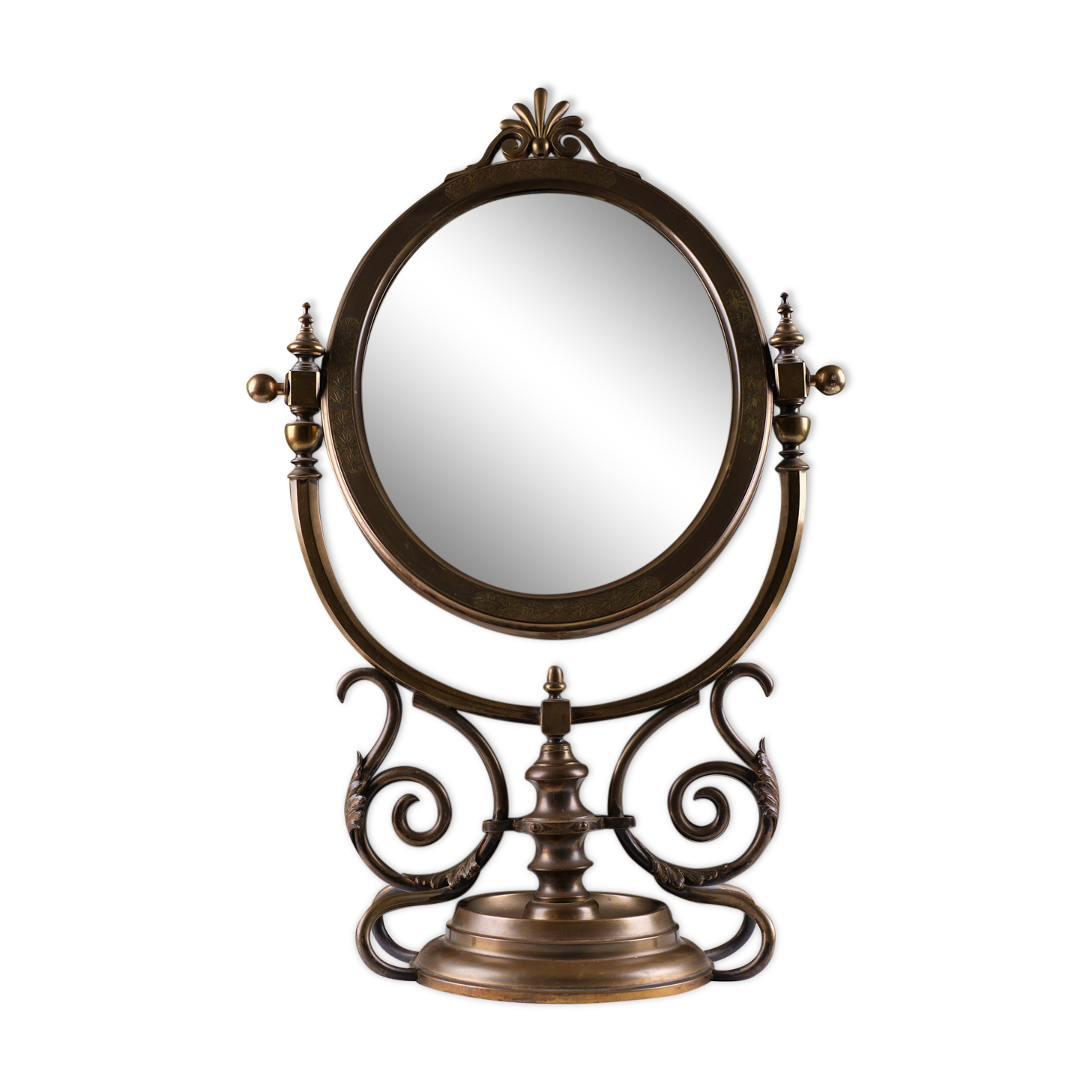 Victorian brass table mirror, 1880s, England