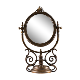 Victorian brass table mirror, 1880s, England