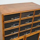 German industrial apothecary cabinet in oak and pine, mid-20th century