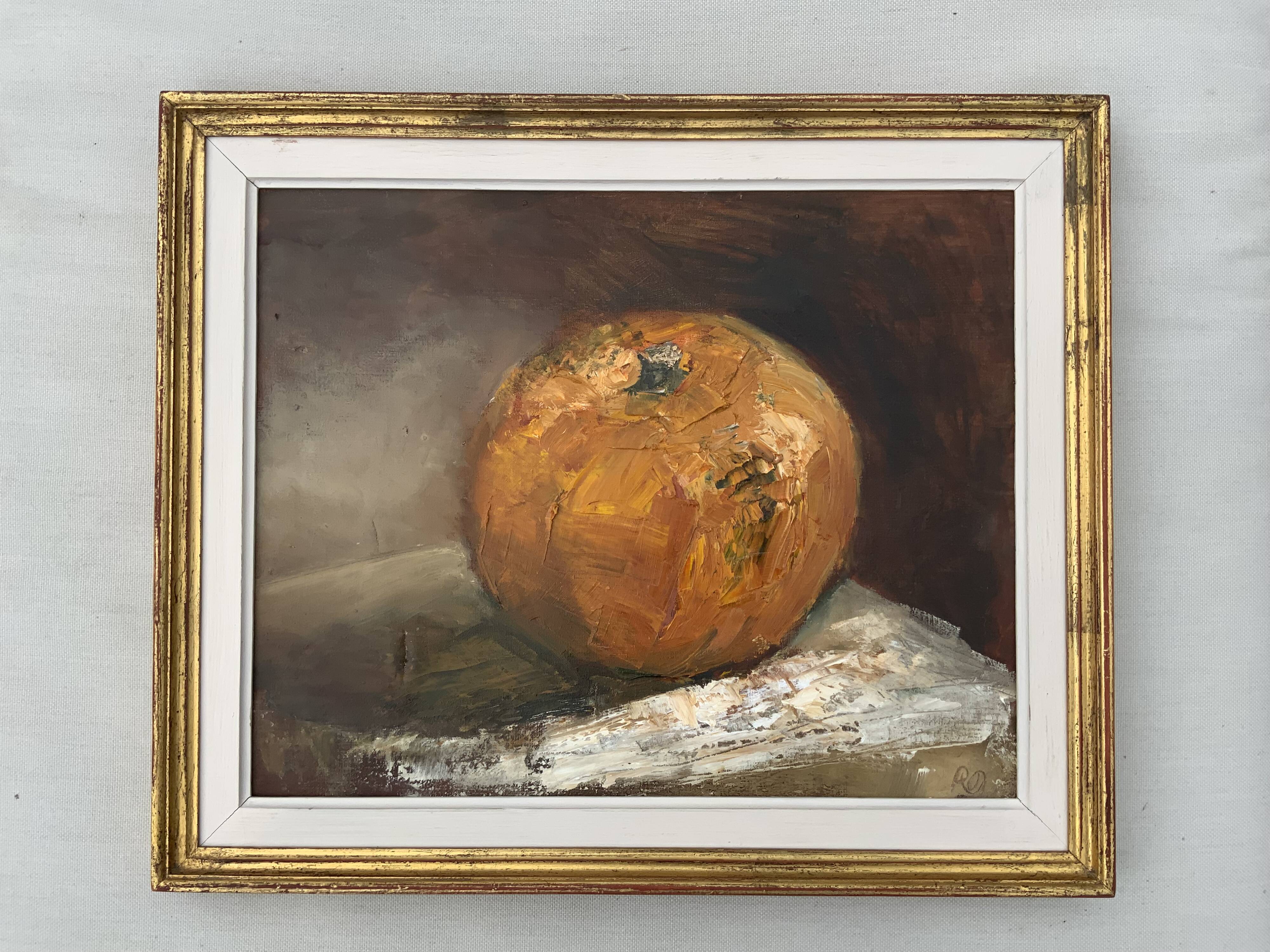 Vintage Still life with Pumkin oil Painting on Canvas signed
