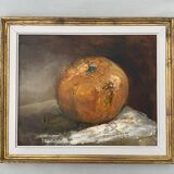 Vintage Still life with Pumkin oil Painting on Canvas signed