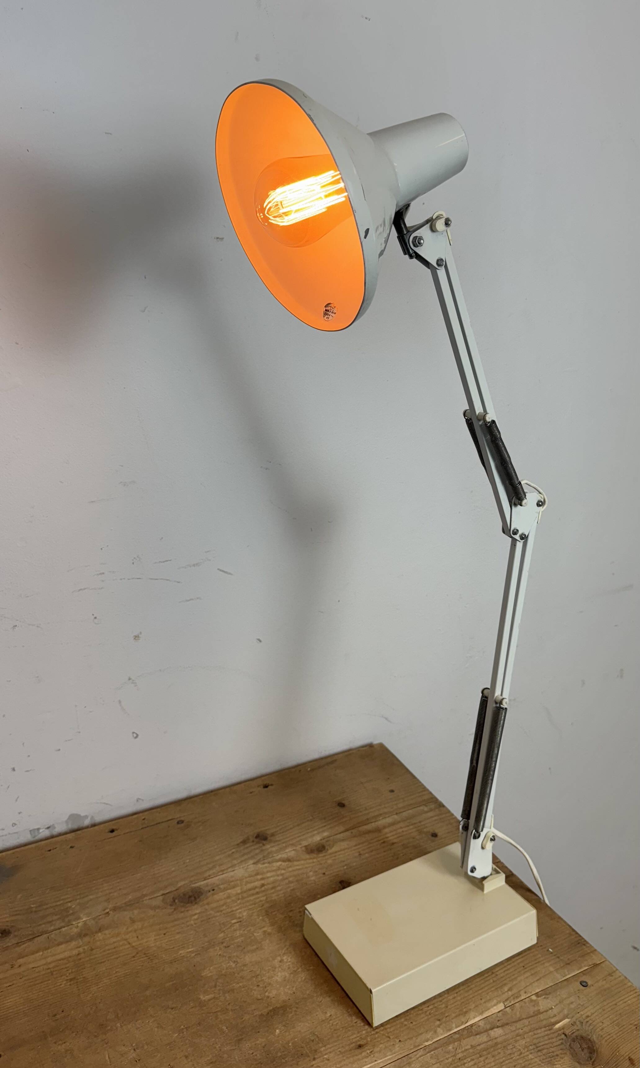 Vintage White Italian Architect Table Lamp, 1970s