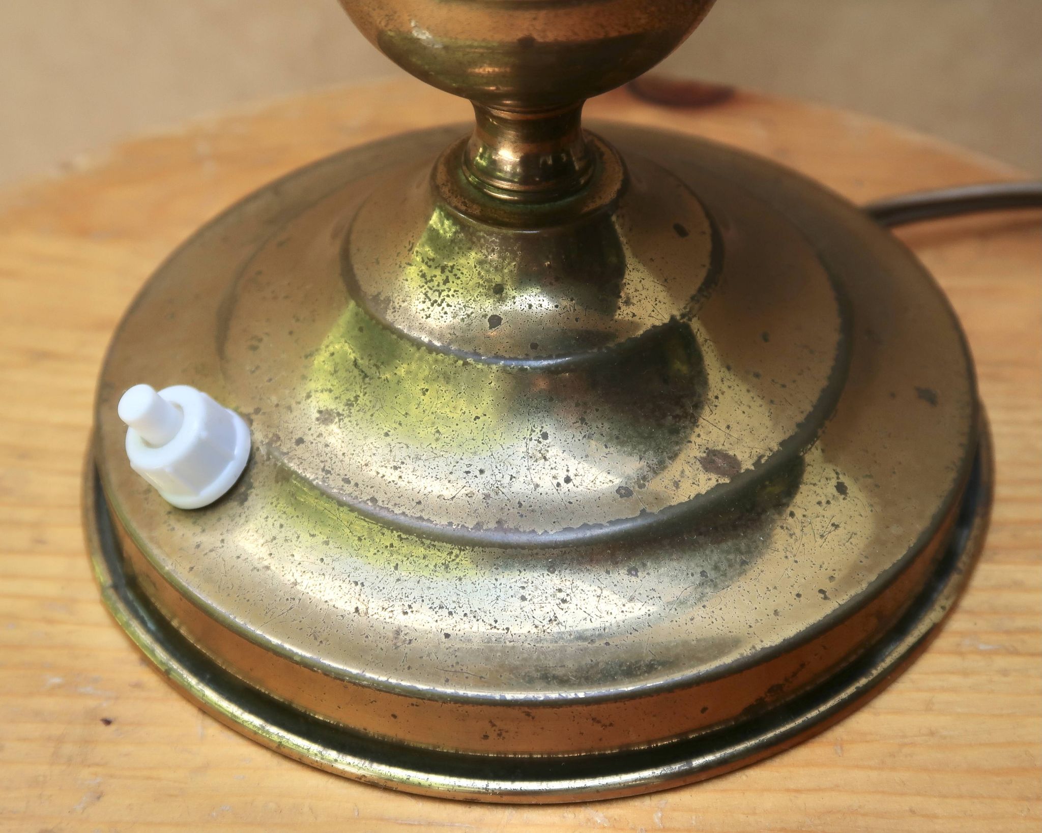 Brass lamp with opaque white opaline, 1950s