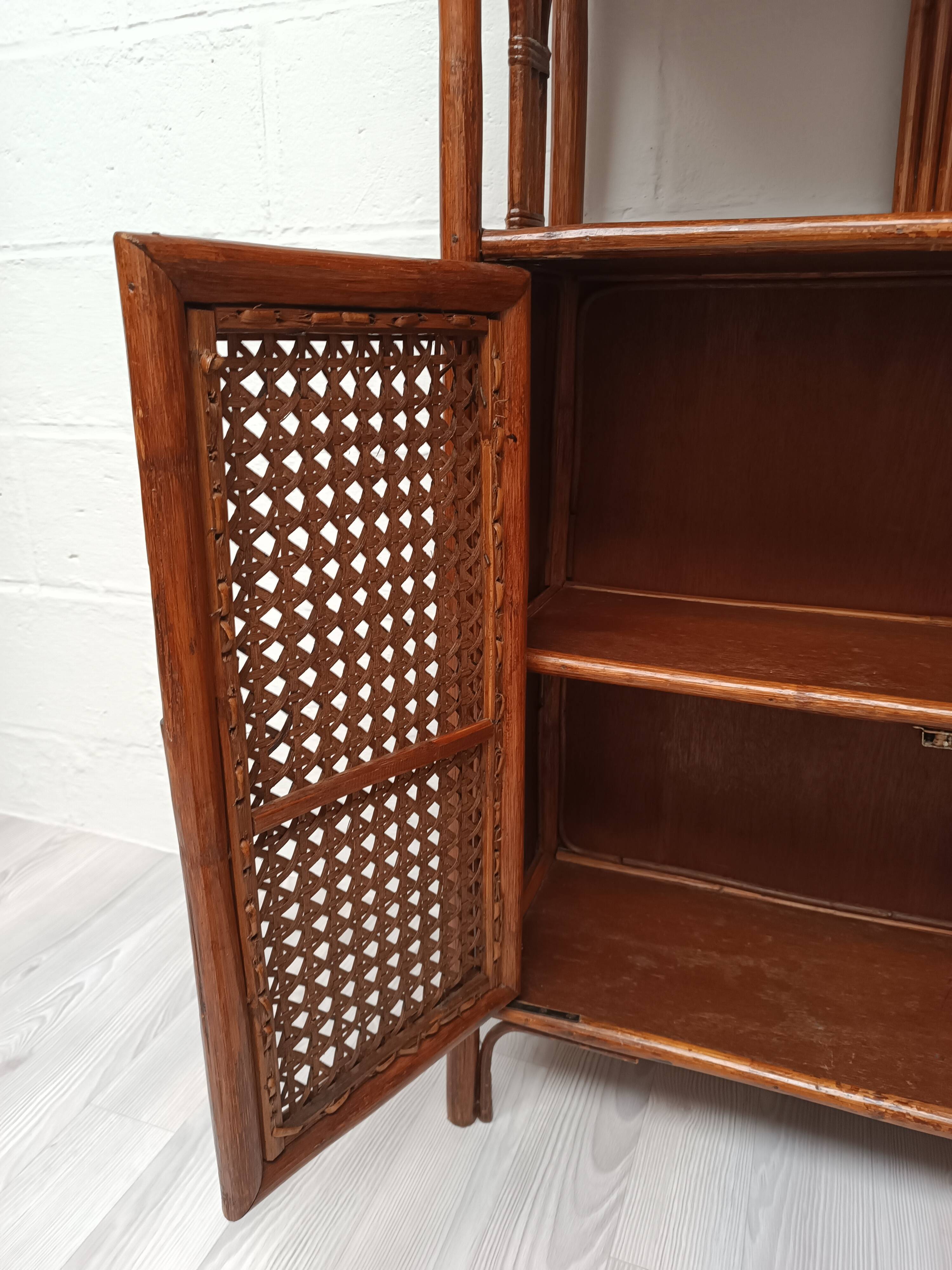 Vintage bamboo and rattan buffet library