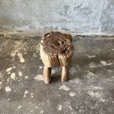 Brutalist stool in upcycled solid blond teak H:40 D:32